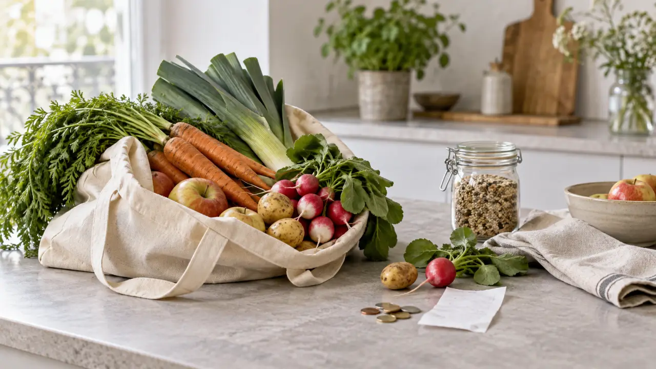 Produits de saison disposés sur une table, issus de circuits courts